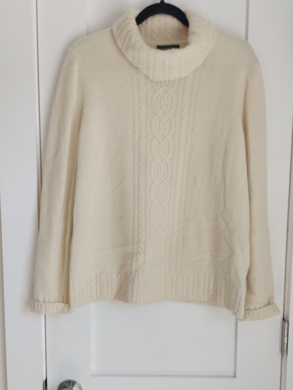 Ralph Lauren Cream Cable Turtleneck Sweater